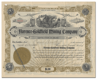 Florence-Goldfield Mining Company Stock Certificate