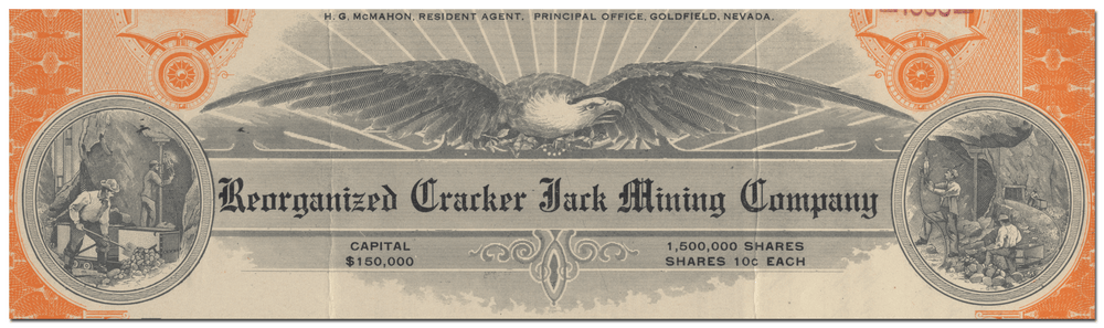 Reorganized Cracker Jack Mining Company Stock Certificate