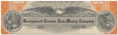Reorganized Cracker Jack Mining Company Stock Certificate