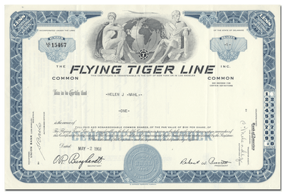 Flying Tiger Line Inc. Stock Certificate