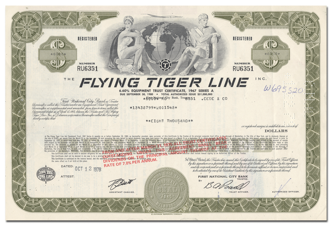 Flying Tiger Line Inc. Bond Certificate