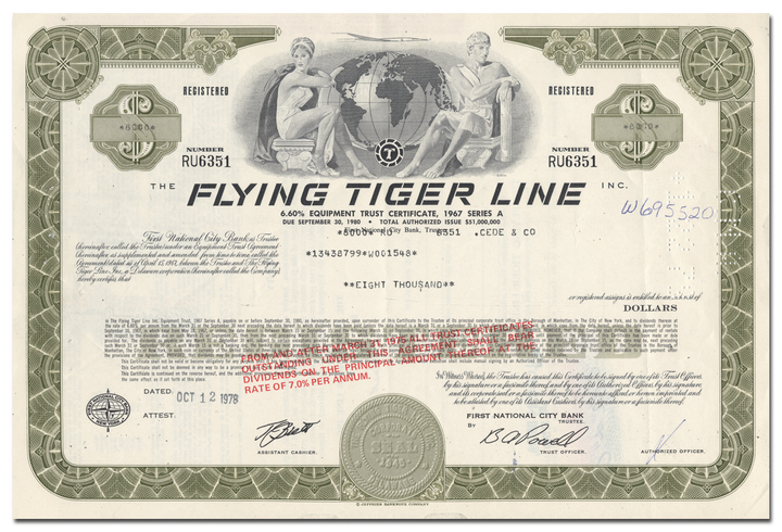 Flying Tiger Line Inc. Bond Certificate