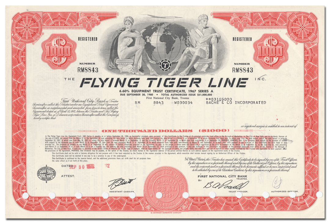 Flying Tiger Line Inc. Bond Certificate