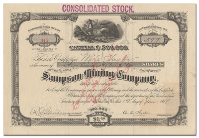 Sampson Mining Company Stock Certificate