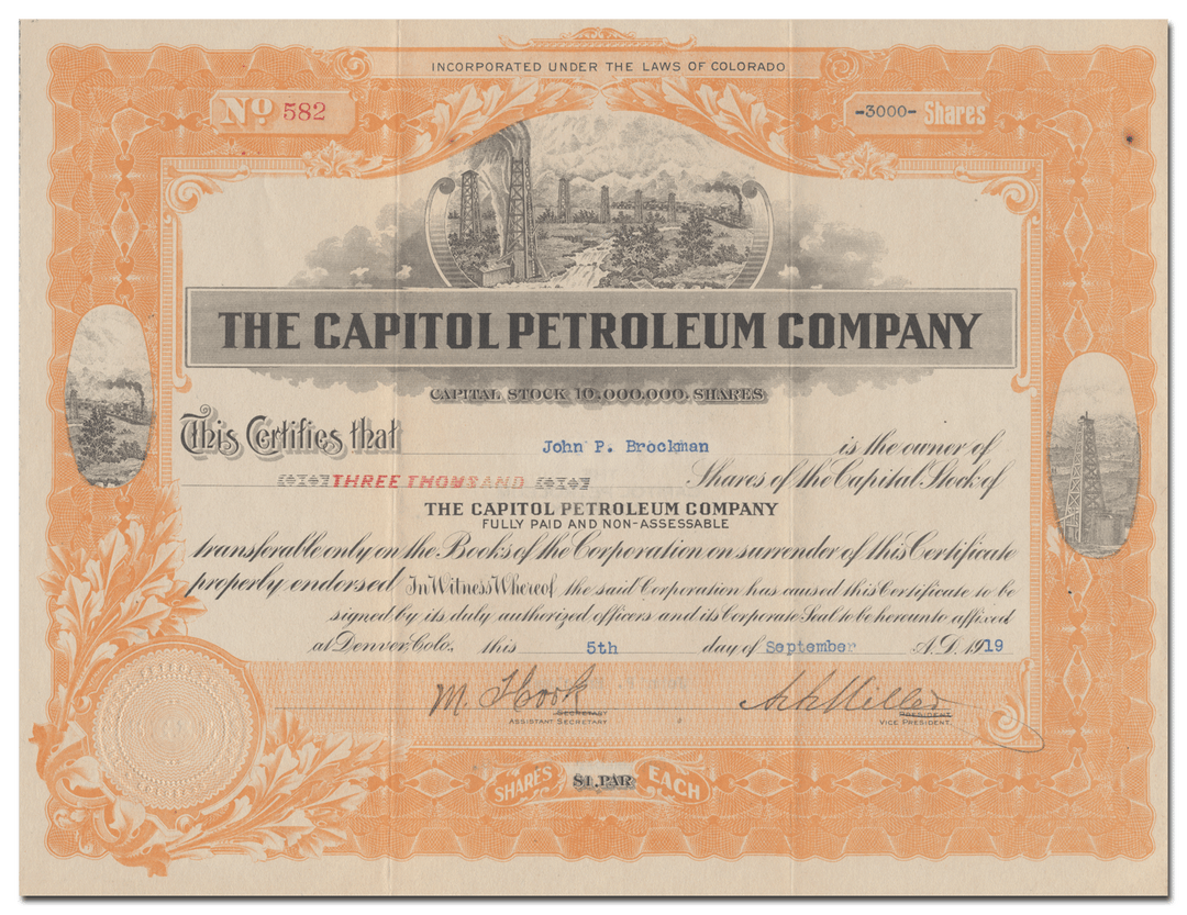 Capitol Petroleum Company Stock Certificate