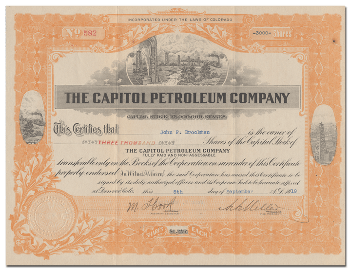 Capitol Petroleum Company Stock Certificate