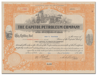 Capitol Petroleum Company Stock Certificate