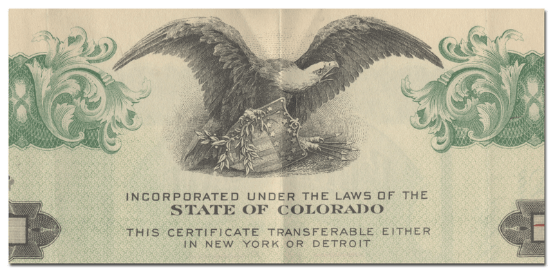 Michigan-Colorado Copper Company Stock Certificate