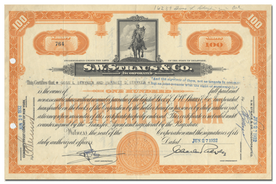 S. W. Straus & Co. Incorporated Stock Certificate