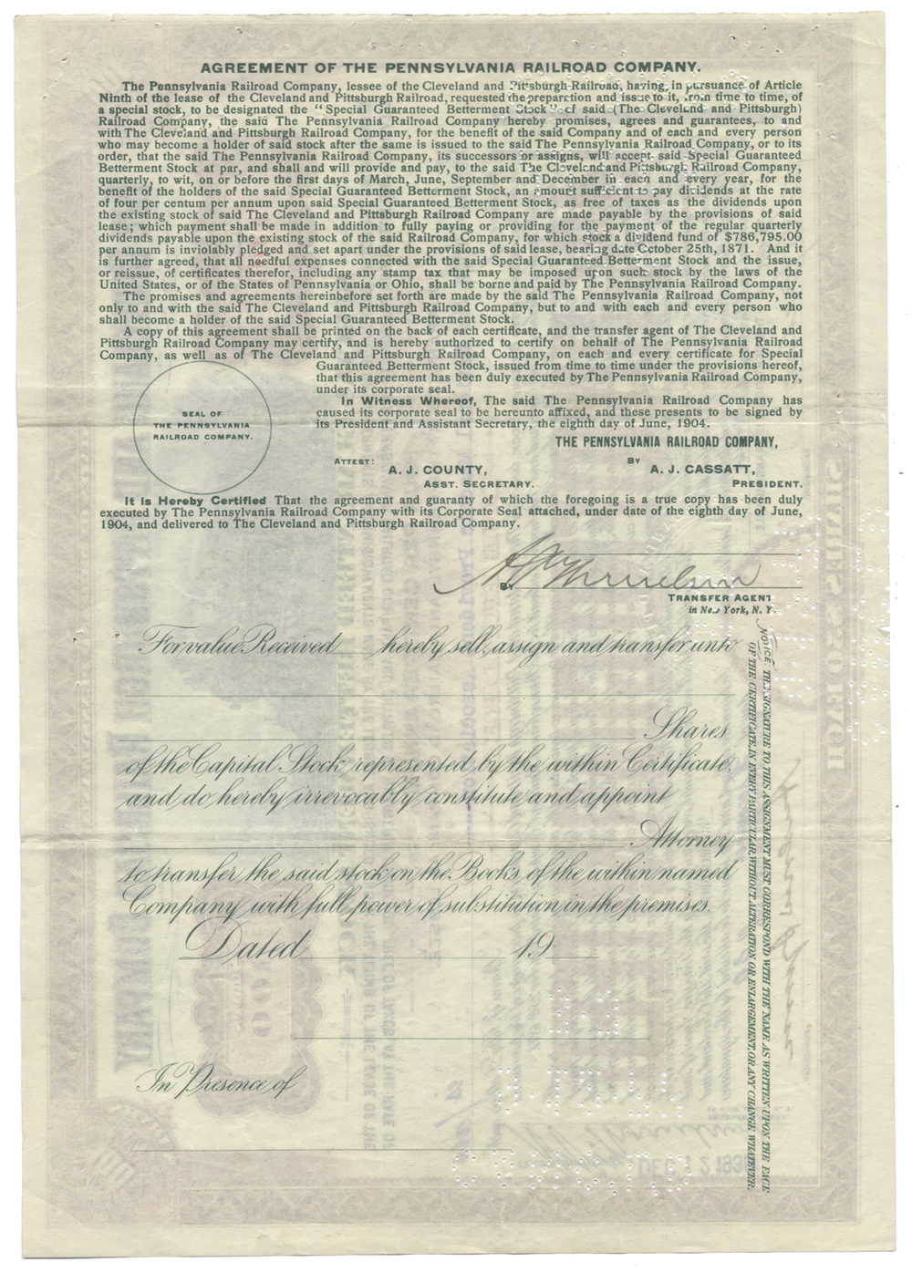 Cleveland and Pittsburgh Railroad Company Stock Certificate