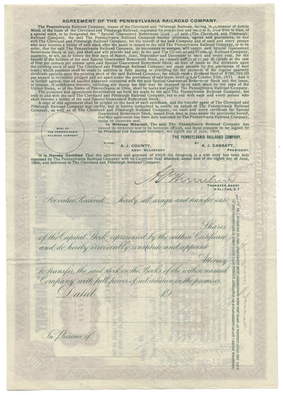 Cleveland and Pittsburgh Railroad Company Stock Certificate