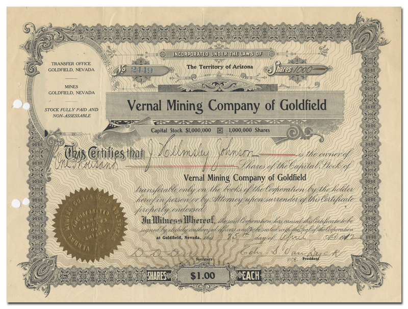 Vernal Mining Company of Goldfield