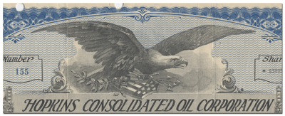 Hopkins Consolidated Oil Corporation Stock Certificate