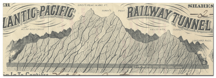 Atlantic-Pacific Railway Tunnel Co. Stock Certificate Signed by Brick Pomeroy