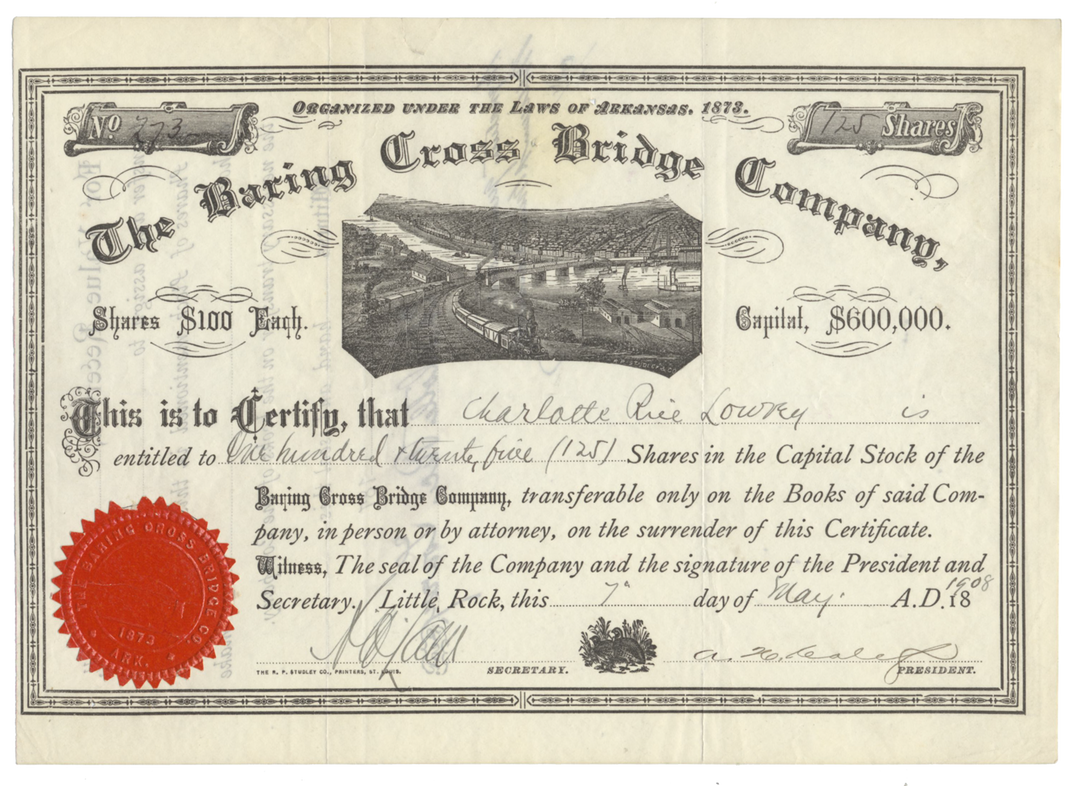 Baring Cross Bridge Company Stock Certificate