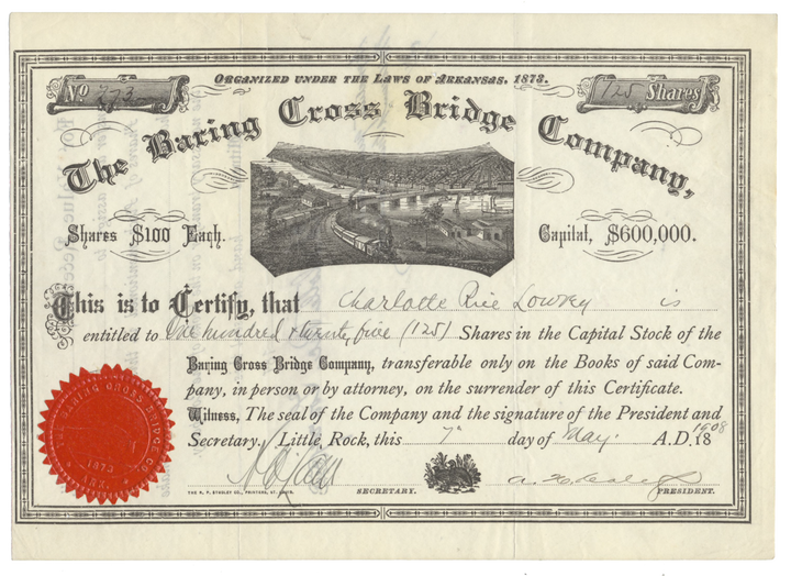 Baring Cross Bridge Company Stock Certificate