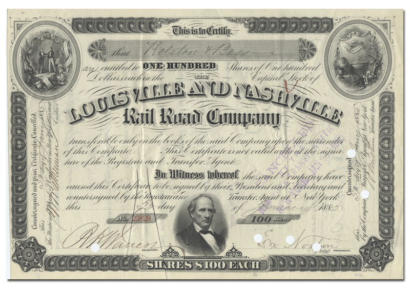 Louisville and Nashville Rail Road Company Stock Certificate