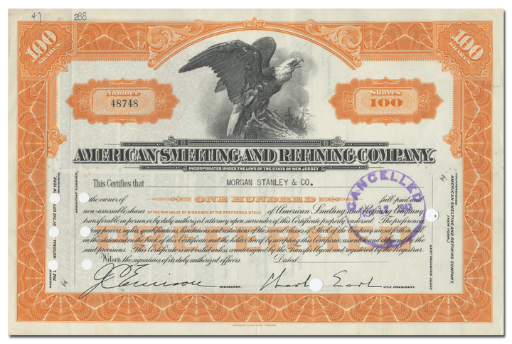 American Smelting and Refining Company Stock Certificate