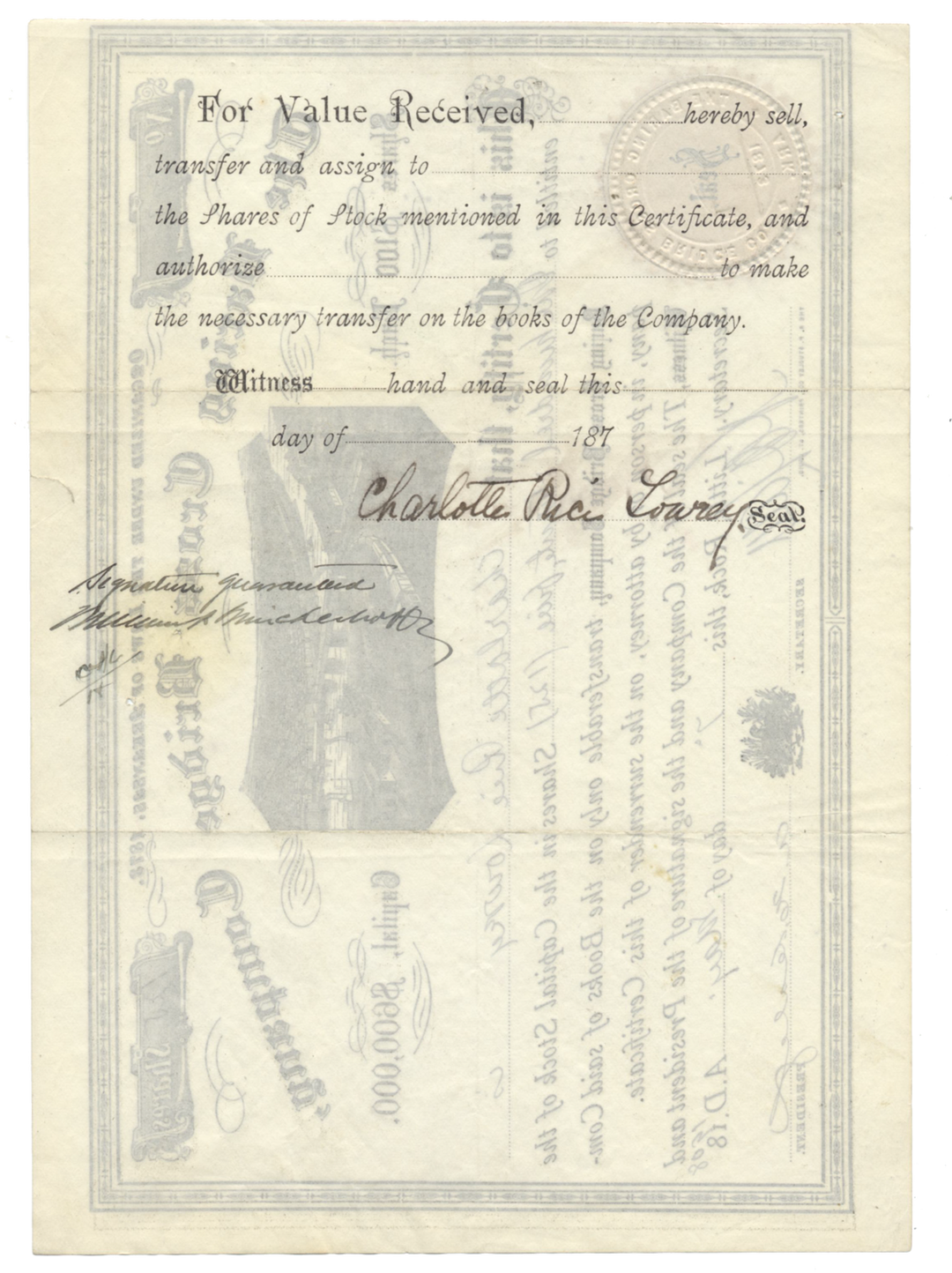 Baring Cross Bridge Company Stock Certificate