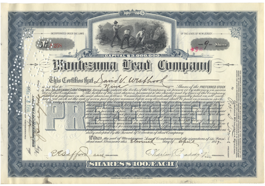 Montezuma Lead Company Stock Certificate