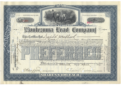 Montezuma Lead Company Stock Certificate