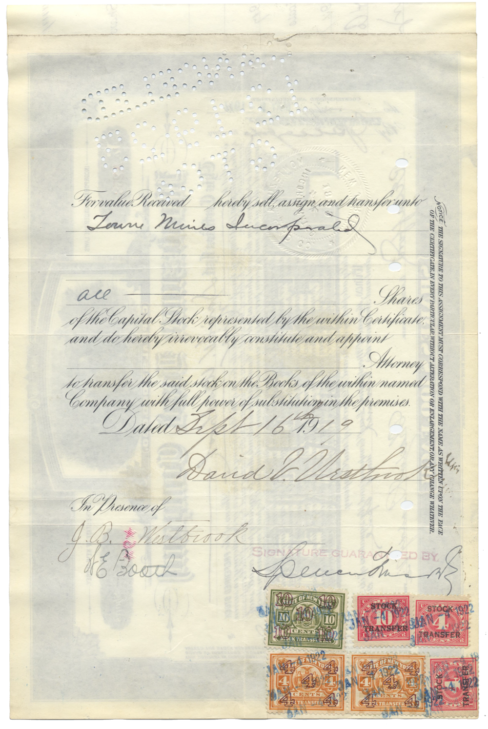 Montezuma Lead Company Stock Certificate