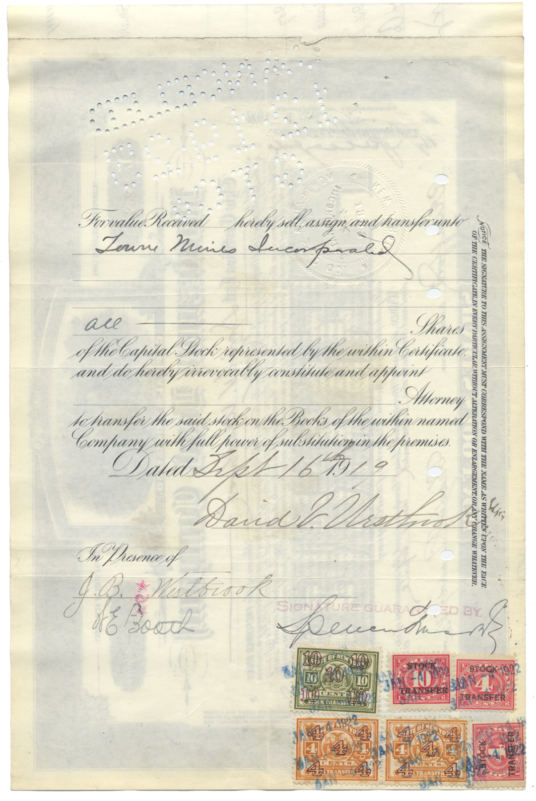 Montezuma Lead Company Stock Certificate