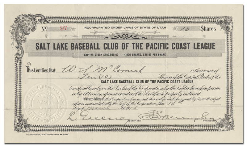 Salt Lake Baseball Club of the Pacific Coast League