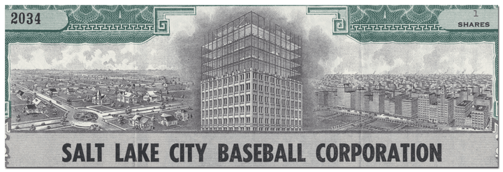 Salt Lake City Baseball Corporation Stock Certificate