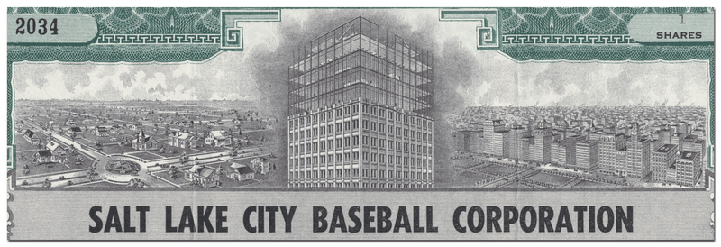 Salt Lake City Baseball Corporation Stock Certificate
