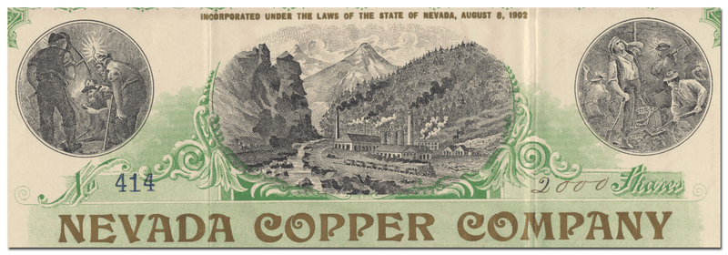 Nevada Copper Company Stock Certificate