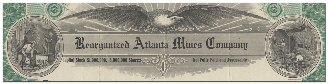 Reorganized Atlanta Mines Company Stock Certificate