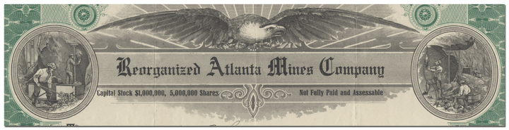 Reorganized Atlanta Mines Company Stock Certificate