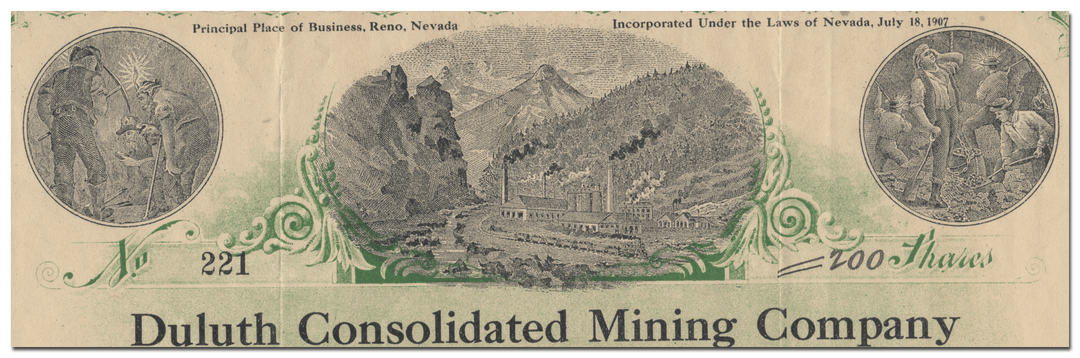 Duluth Consolidated Mining Company Stock Certificate