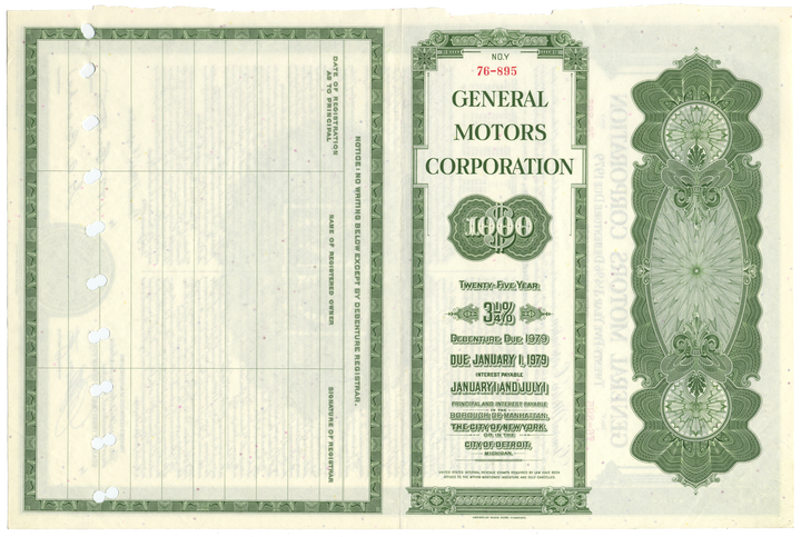 General Motors Corporation Bond Certificate