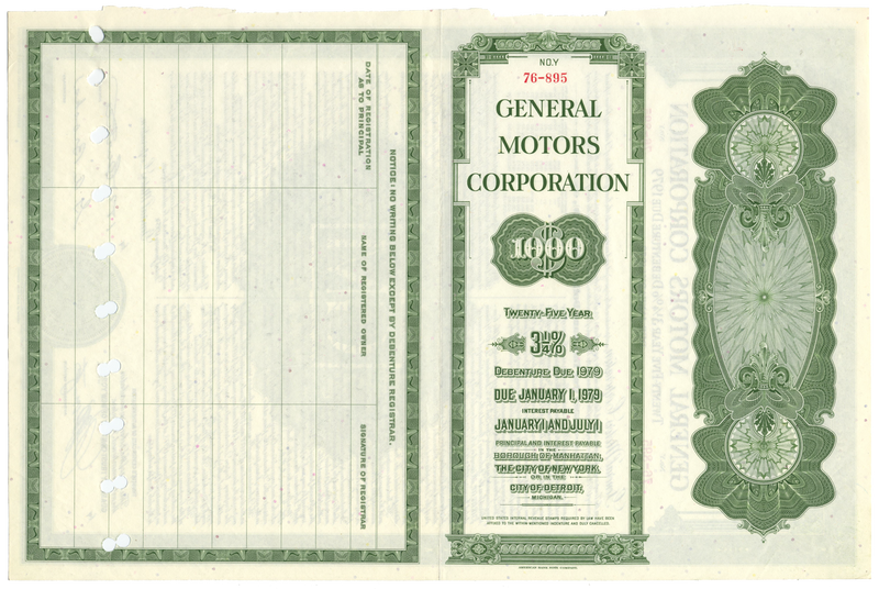 General Motors Corporation Bond Certificate