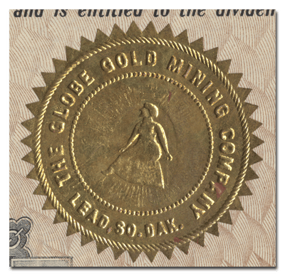 Globe Gold Mining Company Stock Certificate (Company Seal)