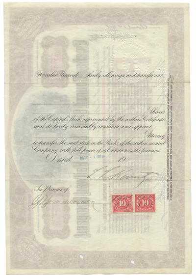 Omaha and Council Bluffs Street Railway Company Stock Certificate