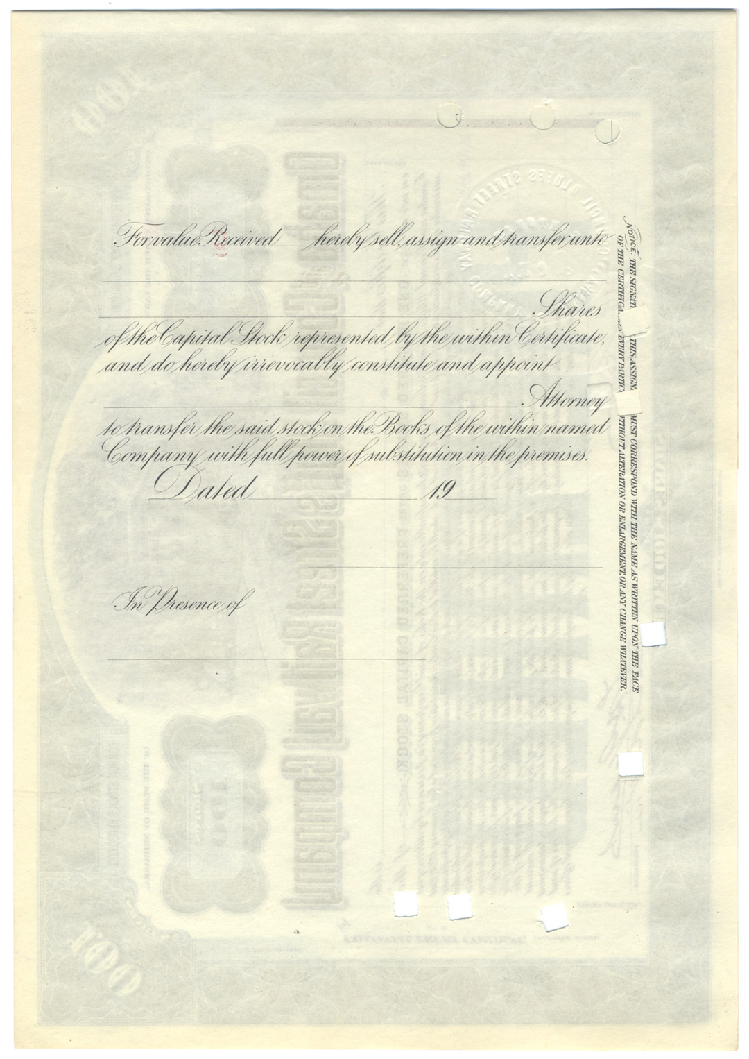 Omaha and Council Bluffs Street Railway Company Stock Certificate