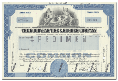Goodyear Tire & Rubber Company Specimen Stock Certificate