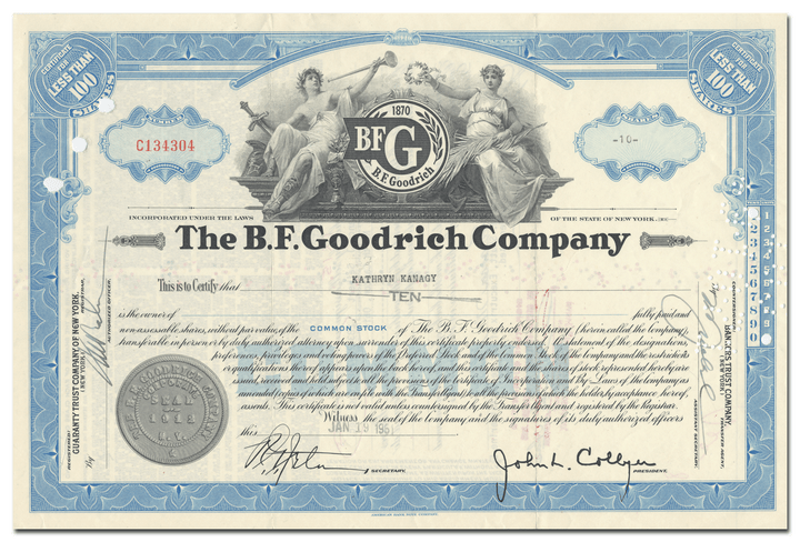 B. F. Goodrich Company Stock Certificate