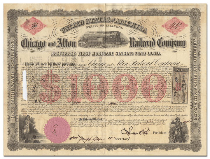 Chicago and Alton Railroad Company Bond Certificate