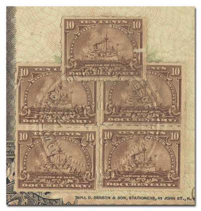 Mount Beacon-on-Hudson Association Stock Certificate (Revenue Stamps)