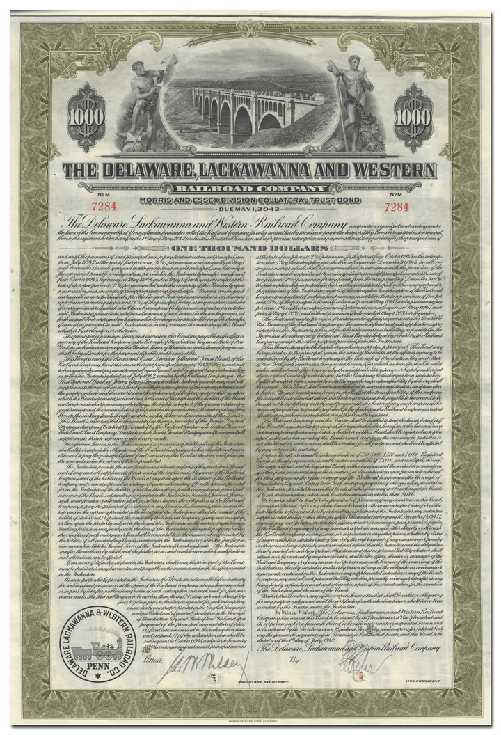 Delaware, Lackawanna and Western Railroad Company Bond Certificate