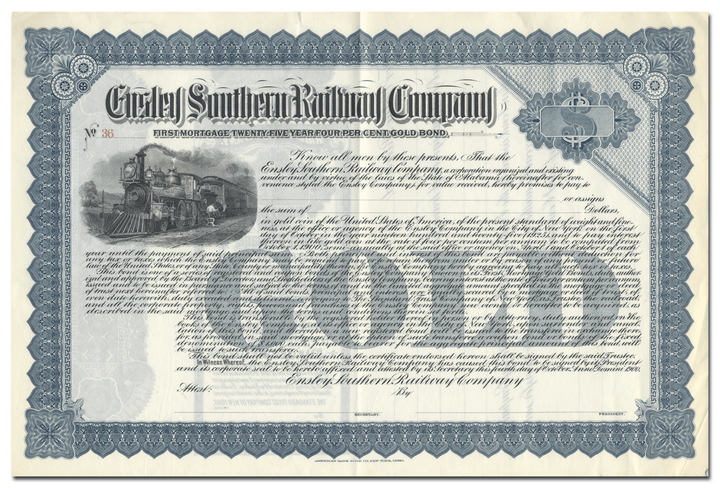 Ensley Southern Railway Company Bond Certificate