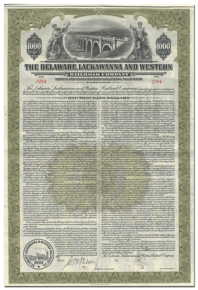 Delaware, Lackawanna and Western Railroad Company Bond Certificate
