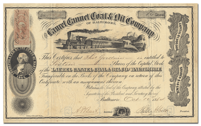 Laurel Cannel Coal & Oil Company of Baltimore Stock Certificate