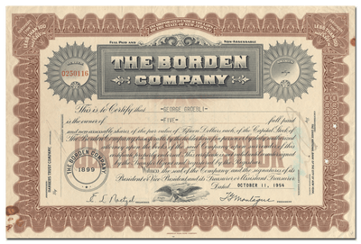 Borden Company Stock Certificate