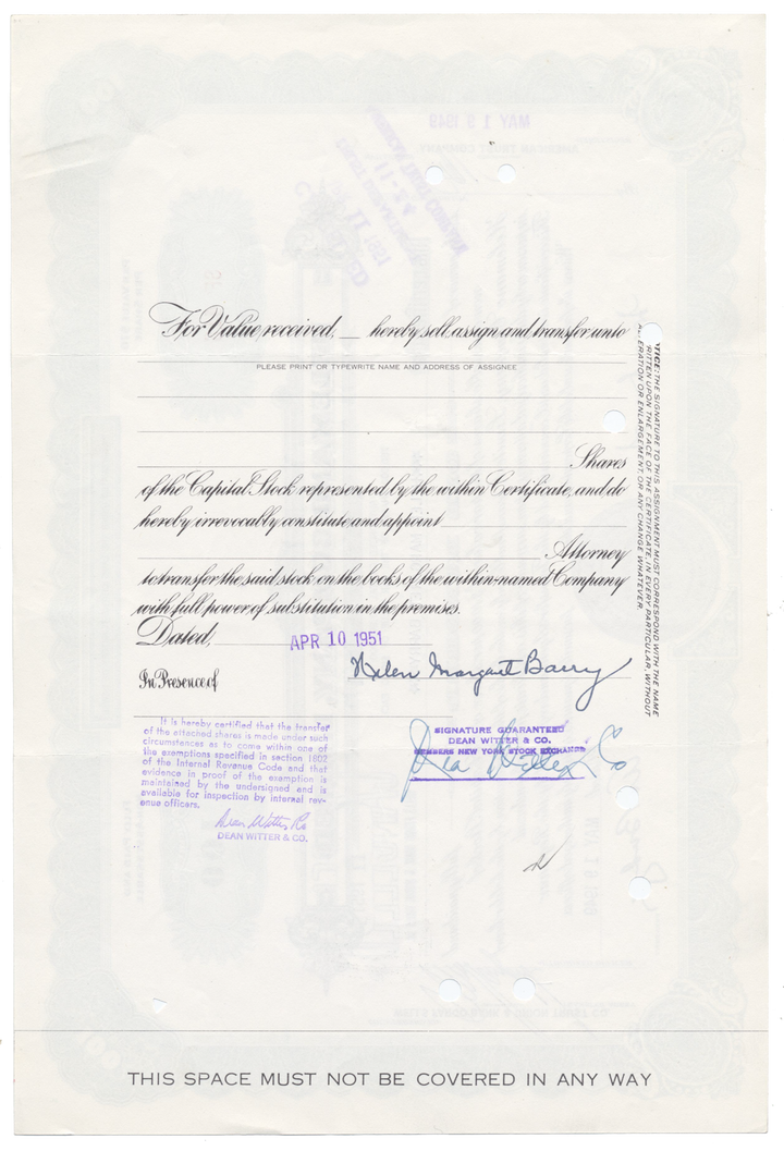 Helemano Company, LImited Stock Certificate