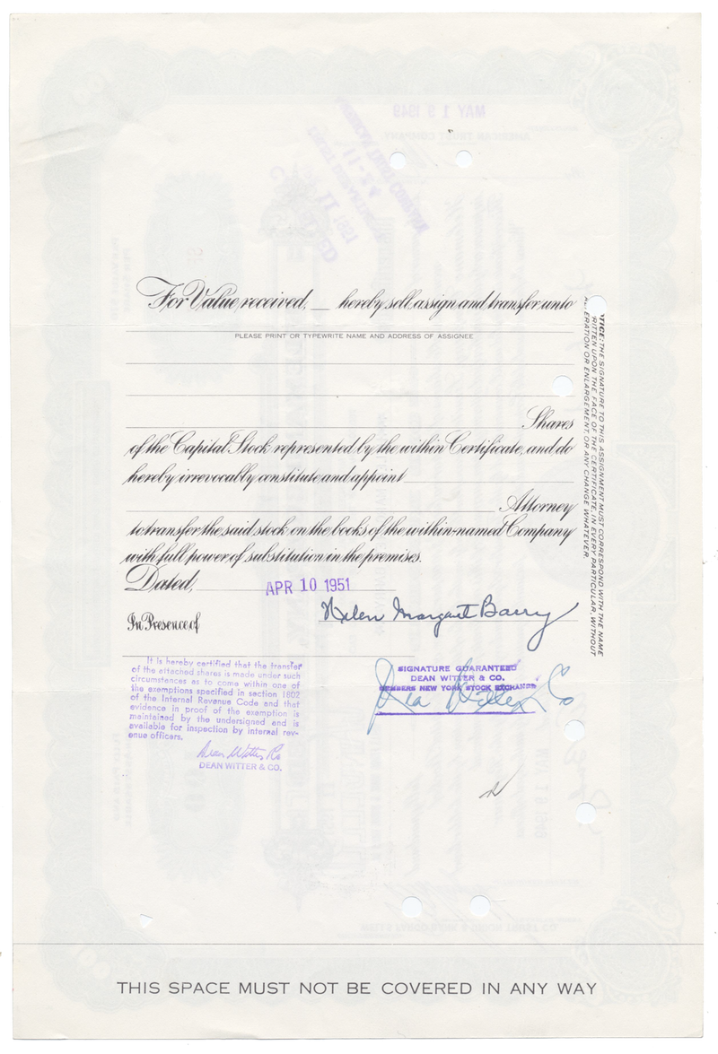 Helemano Company, LImited Stock Certificate